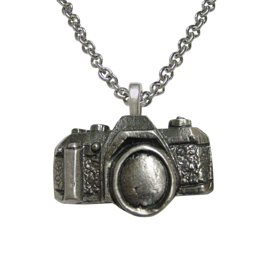Textured Camera Pendant Necklace